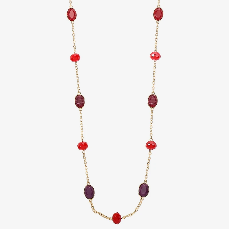 Mixit Gold Tone & Red Womens Inch Strand Necklace