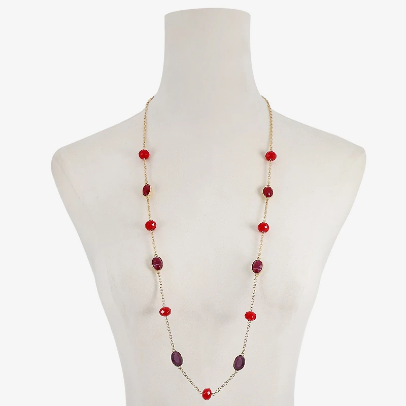 Mixit Gold Tone & Red Womens Inch Strand Necklace