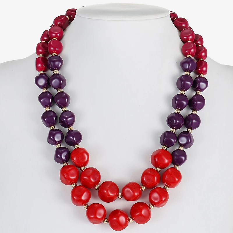Mixit Gold Tone & Red Womens 17 Inch Strand Necklace