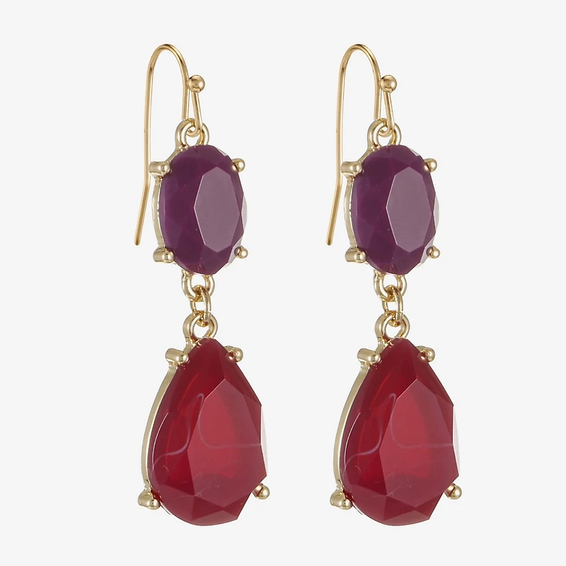 Mixit Gold Tone & Red Womens Drop Earrings