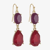 Mixit Gold Tone & Red Womens Drop Earrings