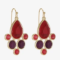Mixit Gold Tone & Red Womens Chandelier Earrings