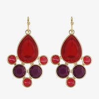 Mixit Gold Tone & Red Womens Chandelier Earrings