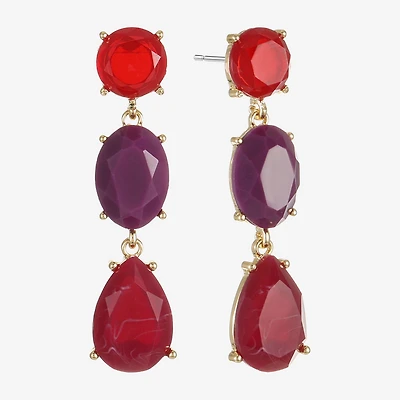Mixit Gold Tone & Red Womens Hypoallergenic Drop Earrings