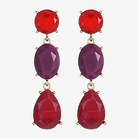 Mixit Gold Tone & Red Womens Hypoallergenic Drop Earrings