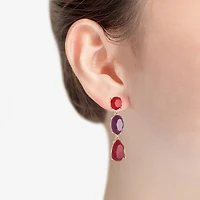 Mixit Gold Tone & Red Womens Hypoallergenic Drop Earrings