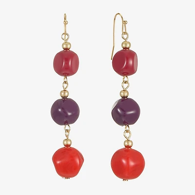 Mixit Gold Tone & Red Womens Drop Earrings