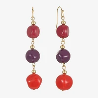 Mixit Gold Tone & Red Womens Drop Earrings