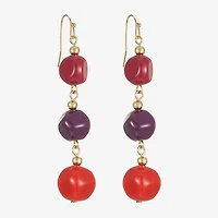 Mixit Gold Tone & Red Womens Drop Earrings