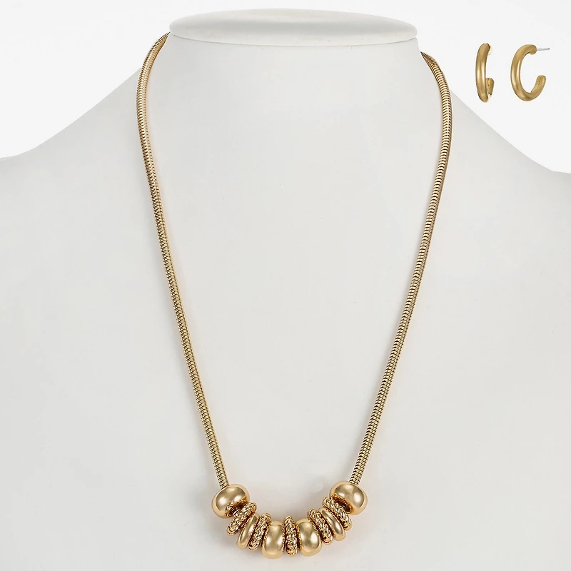 Liz Claiborne Frontal Slider Necklace & Huggie Earring Womens 2-pc. Jewelry Set