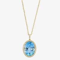 Effy Final Call Limited Quantities! Womens 1/4 CT. T.W. Genuine Blue Topaz 14K Gold Oval 18 Inch Pendant Necklace