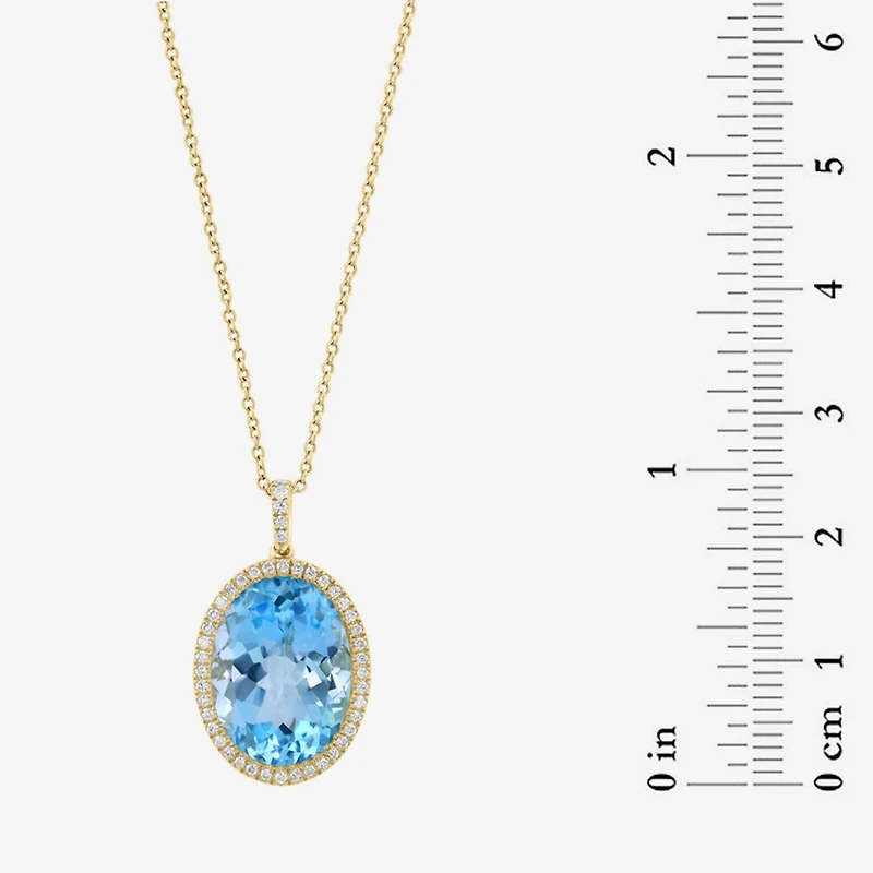 Effy Final Call Limited Quantities! Womens 1/4 CT. T.W. Genuine Blue Topaz 14K Gold Oval 18 Inch Pendant Necklace