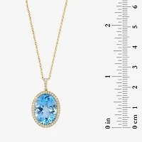 Effy Final Call Limited Quantities! Womens 1/4 CT. T.W. Genuine Blue Topaz 14K Gold Oval 18 Inch Pendant Necklace