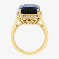 Effy Final Call Limited Quantities! Womens 1/4 CT. T.W. Genuine Black Onyx 14K Gold Cushion Halo Cocktail Ring