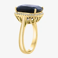 Effy Final Call Limited Quantities! Womens 1/4 CT. T.W. Genuine Black Onyx 14K Gold Cushion Halo Cocktail Ring