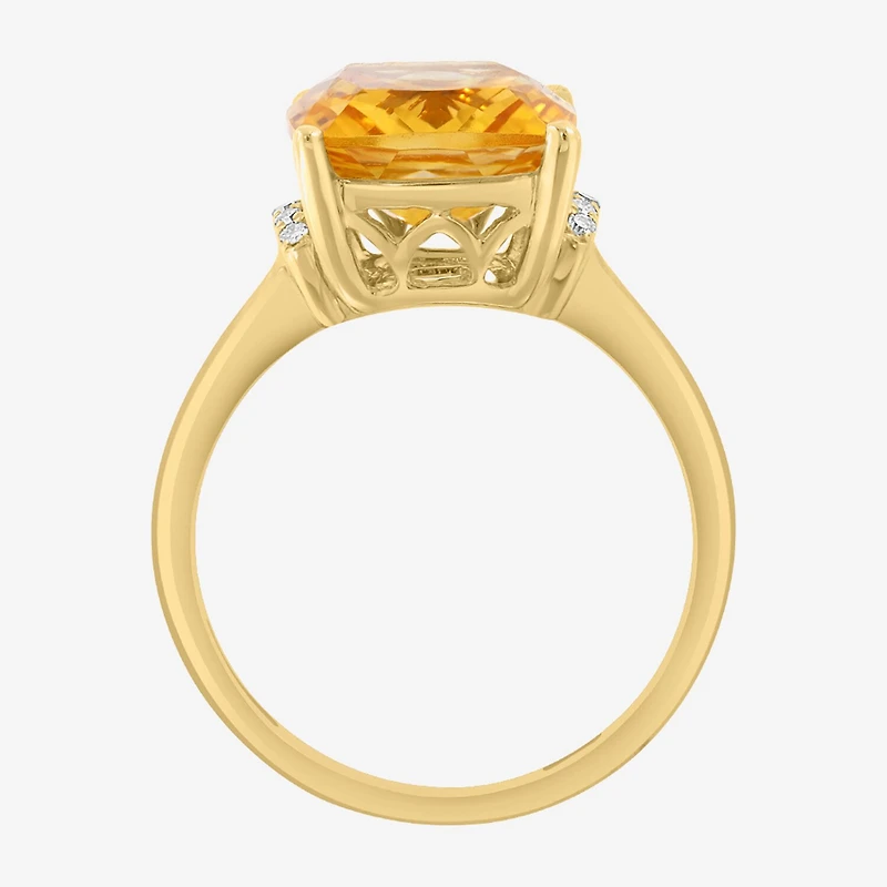 Effy Final Call Limited Quantities! Womens Diamond Accent Genuine Orange Citrine 14K Gold Cocktail Ring
