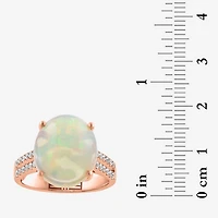 Effy Final Call Limited Quantities! Womens 3/8 CT. T.W. Genuine White Opal 14K Gold Oval Side Stone Cocktail Ring