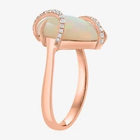 Effy Final Call Limited Quantities! Womens 1/7 CT. T.W. Genuine White Opal 14K Gold Pear Crossover Cocktail Ring