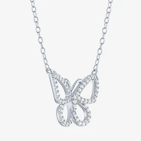Yes, Please! Womens Lab Created White Sapphire Sterling Silver Butterfly Pendant