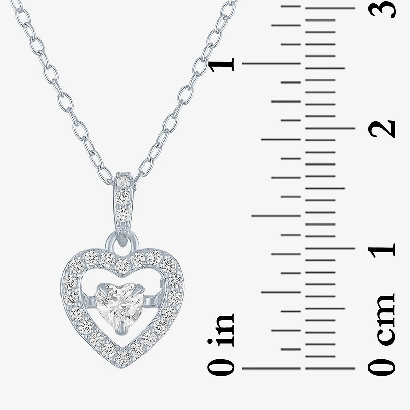Yes, Please! Womens Lab Created White Sapphire Dancing Heart Pendant