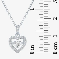 Yes, Please! Womens Lab Created White Sapphire Dancing Heart Pendant