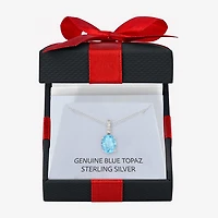 Yes, Please! Womens Genuine Blue Topaz Sterling Silver Oval Pendant