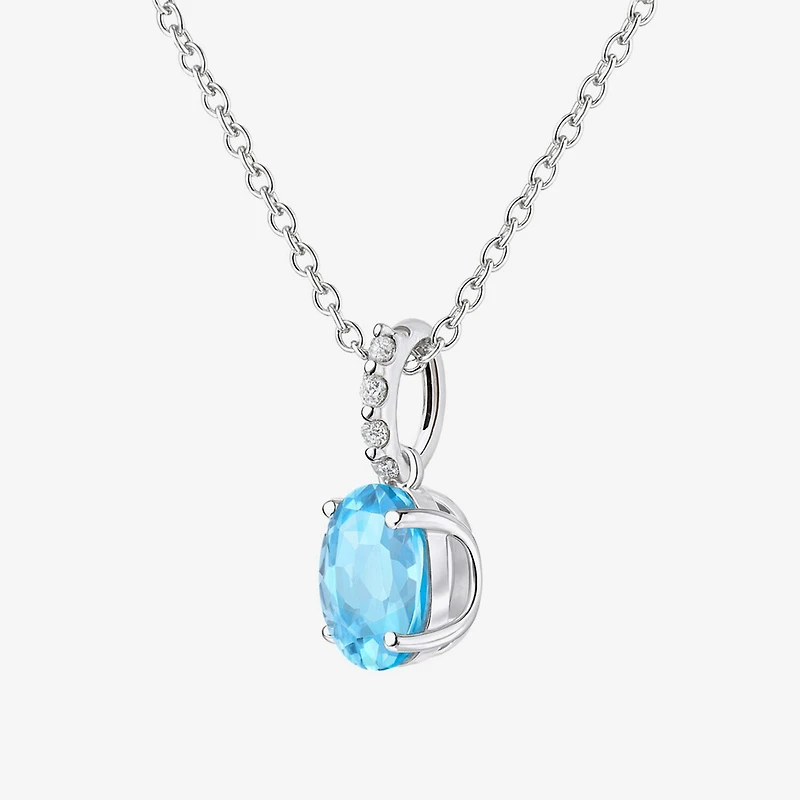 Yes, Please! Womens Genuine Blue Topaz Sterling Silver Oval Pendant