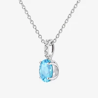 Yes, Please! Womens Genuine Blue Topaz Sterling Silver Oval Pendant