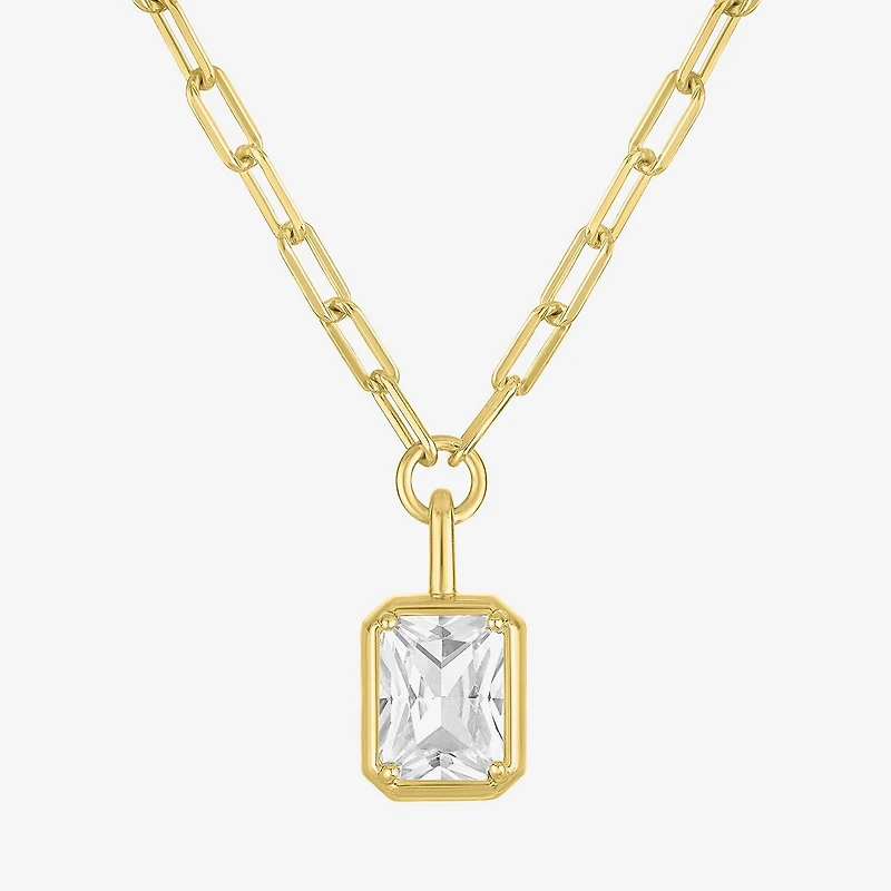 Yes, Please! Womens Lab Created White Sapphire Sterling Silver 18 Inch Pendant Necklace