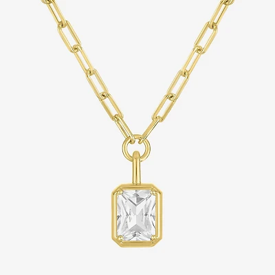 Yes, Please! Womens Lab Created White Sapphire Sterling Silver 18 Inch Pendant Necklace