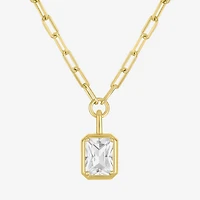 Yes, Please! Womens Lab Created White Sapphire Sterling Silver 18 Inch Pendant Necklace