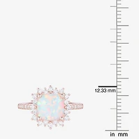 Yes, Please! Womens Lab Created Multi Color Opal 14K Rose Gold Over Silver Side Stone Cocktail Ring