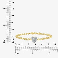 Heart (Gh / Si2 I1) Womens 1/10 CT. T.W. Lab Grown White Diamond 14K Gold Over Silver Sterling Silver Heart Beaded Bracelet