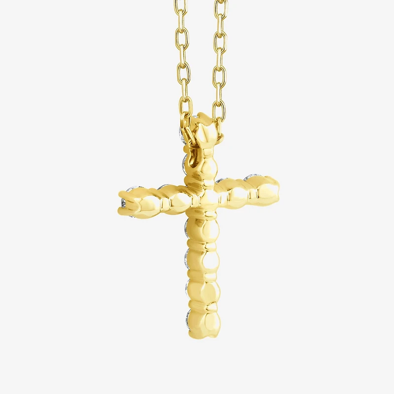 (F / Si2) Womens 1/3 CT. T.W. Lab Grown White Diamond Sterling Silver Cross 18 Inch Pendant Necklace