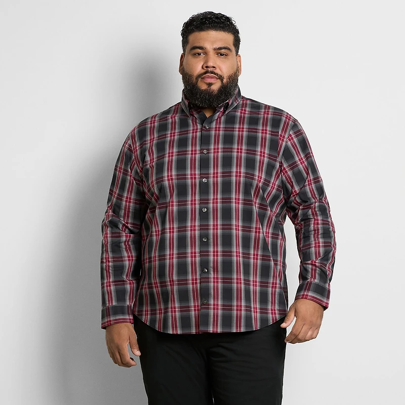 Van Heusen Cronbie Mens Long Sleeve Regular Fit Stretch Fabric Wrinkle Free Big and Tall Button-Down Shirt