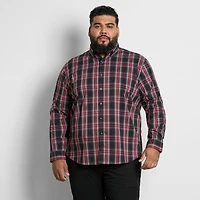 Van Heusen Cronbie Mens Long Sleeve Regular Fit Stretch Fabric Wrinkle Free Big and Tall Button-Down Shirt