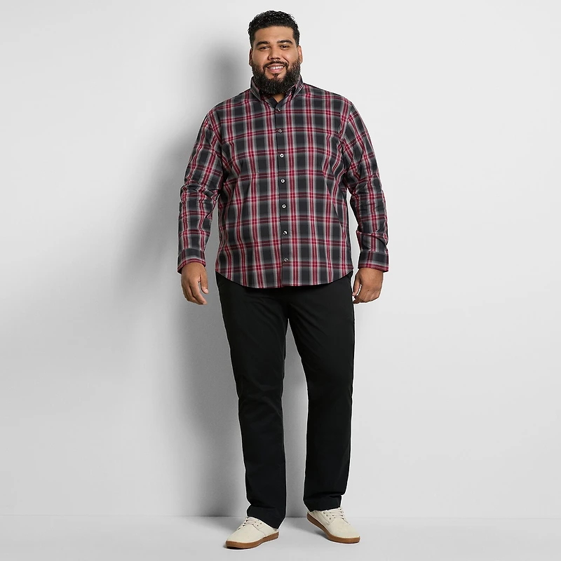 Van Heusen Cronbie Mens Long Sleeve Regular Fit Stretch Fabric Wrinkle Free Big and Tall Button-Down Shirt