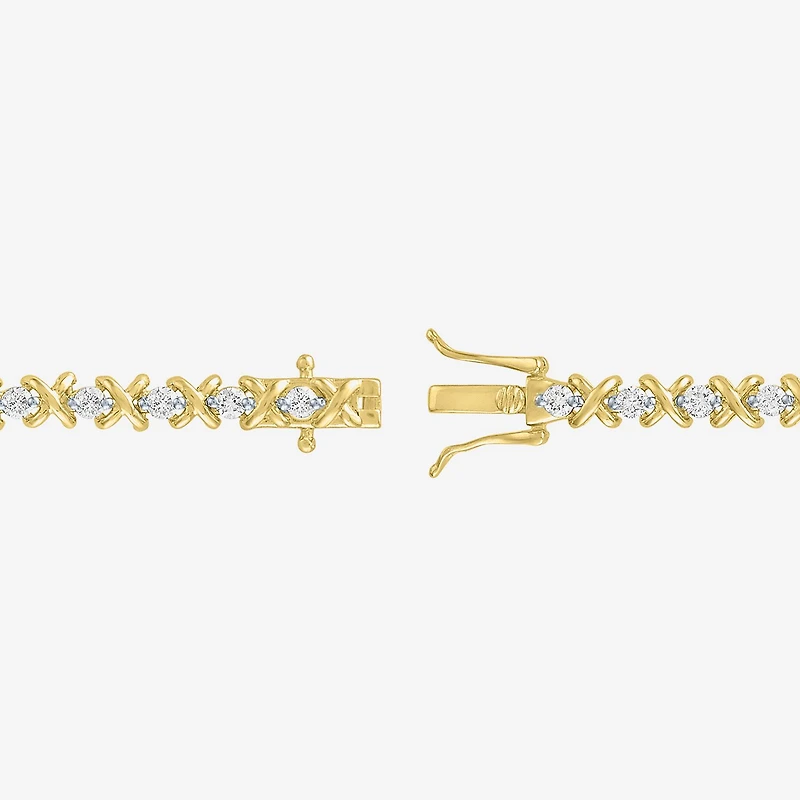 (G-H, Si2-I1) Womens 2 CT. T.W. Lab Grown White Diamond 14K Gold Over Silver 7.25 Inch Tennis Bracelet