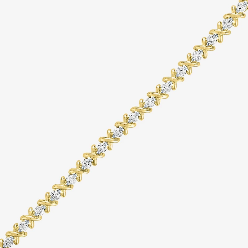 (G-H, Si2-I1) Womens 2 CT. T.W. Lab Grown White Diamond 14K Gold Over Silver 7.25 Inch Tennis Bracelet