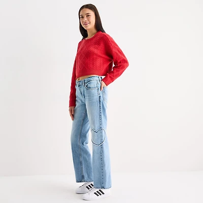 Arizona Womens Juniors Low Rise Straight Leg Jean