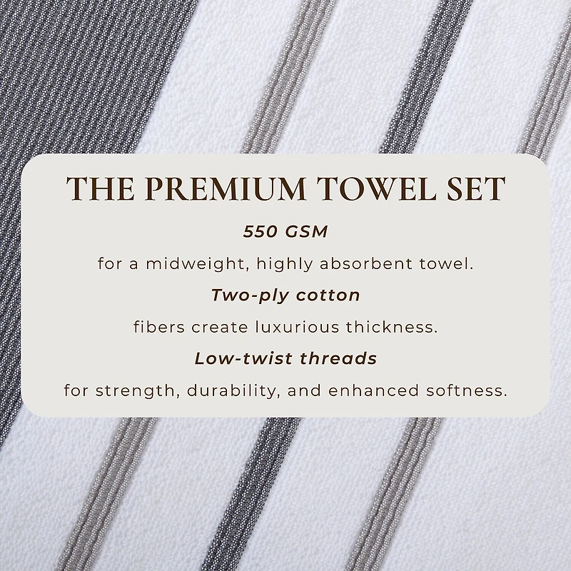 Linery Luxury Cotton Decorative 4-pc. Quick Dry Striped Bath Towel