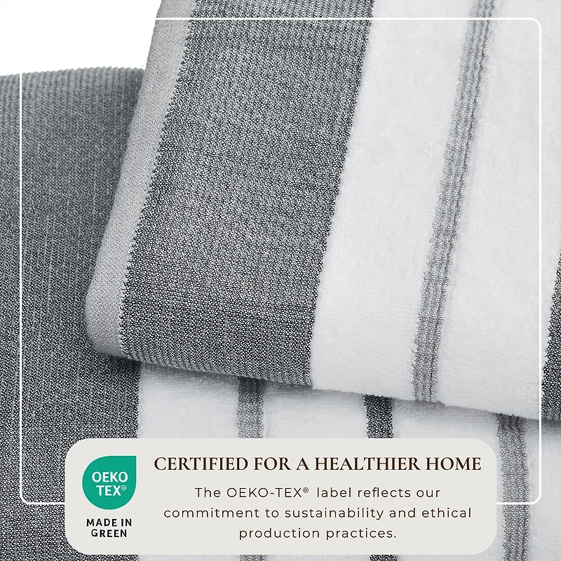 Linery Luxury Cotton Decorative 4-pc. Quick Dry Striped Bath Towel