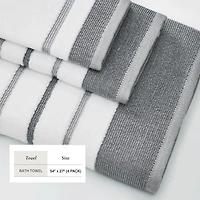 Linery Luxury Cotton Decorative 4-pc. Quick Dry Striped Bath Towel