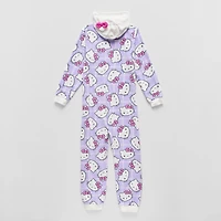 Little & Big Kid Girls Microfleece Long Sleeve Hooded Hello Kitty One Piece Pajama