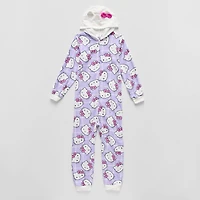 Little & Big Kid Girls Microfleece Long Sleeve Hooded Hello Kitty One Piece Pajama