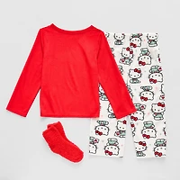 Toddler Girls Hello Kitty Fleece Crew Neck Long Sleeve 3-pc. Pajama Set