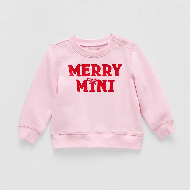 Okie Dokie Baby Girls Round Neck Fleece Long Sleeve Sweatshirt