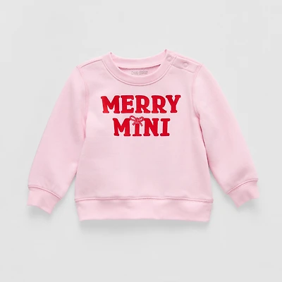 Okie Dokie Baby Girls Round Neck Fleece Long Sleeve Sweatshirt
