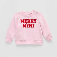 Okie Dokie Baby Girls Round Neck Fleece Long Sleeve Sweatshirt