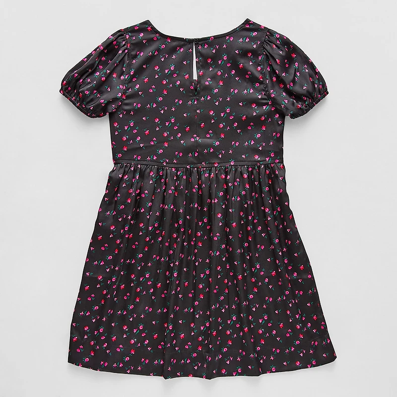 Thereabouts Little & Big Kid Girls Short Sleeve Satin A-Line Dress